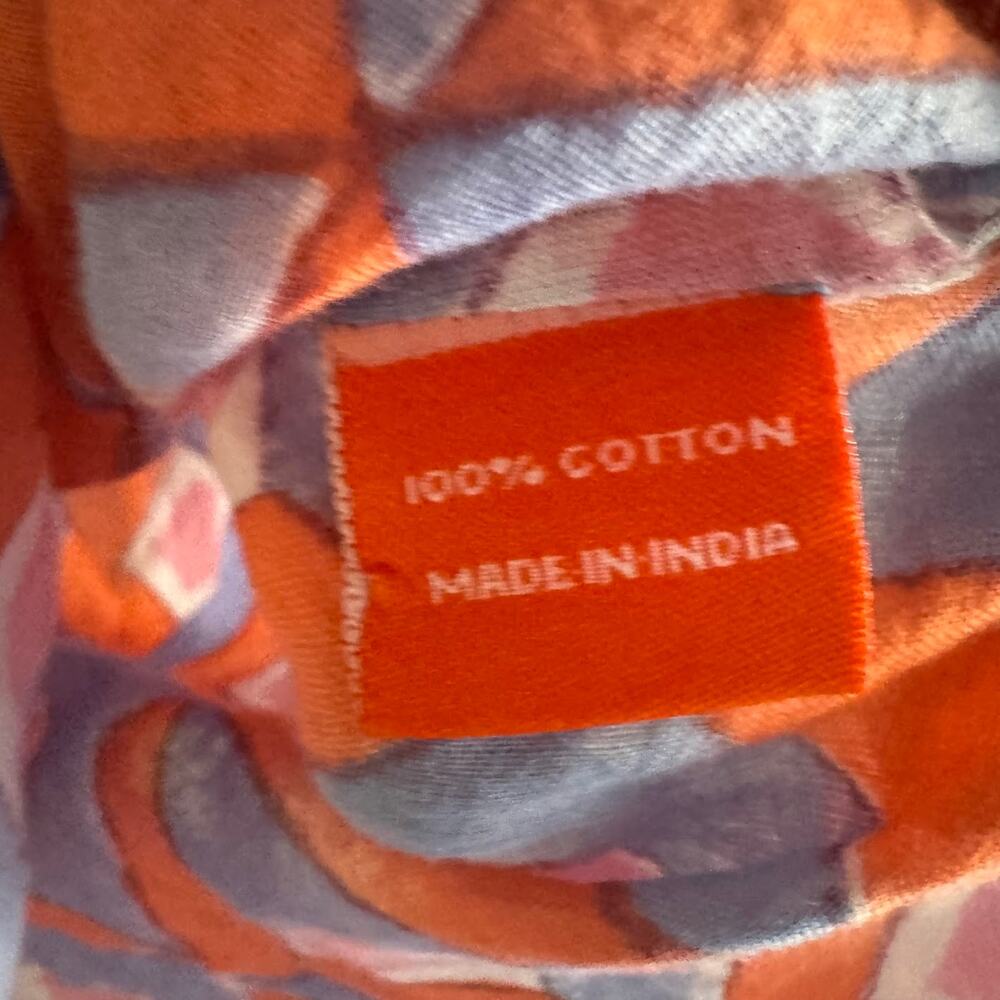 OLIPHANT Pink Orange Chevron Print Button Up Collar Tunic Shirt Cover Up XS - Picture 5 of 6